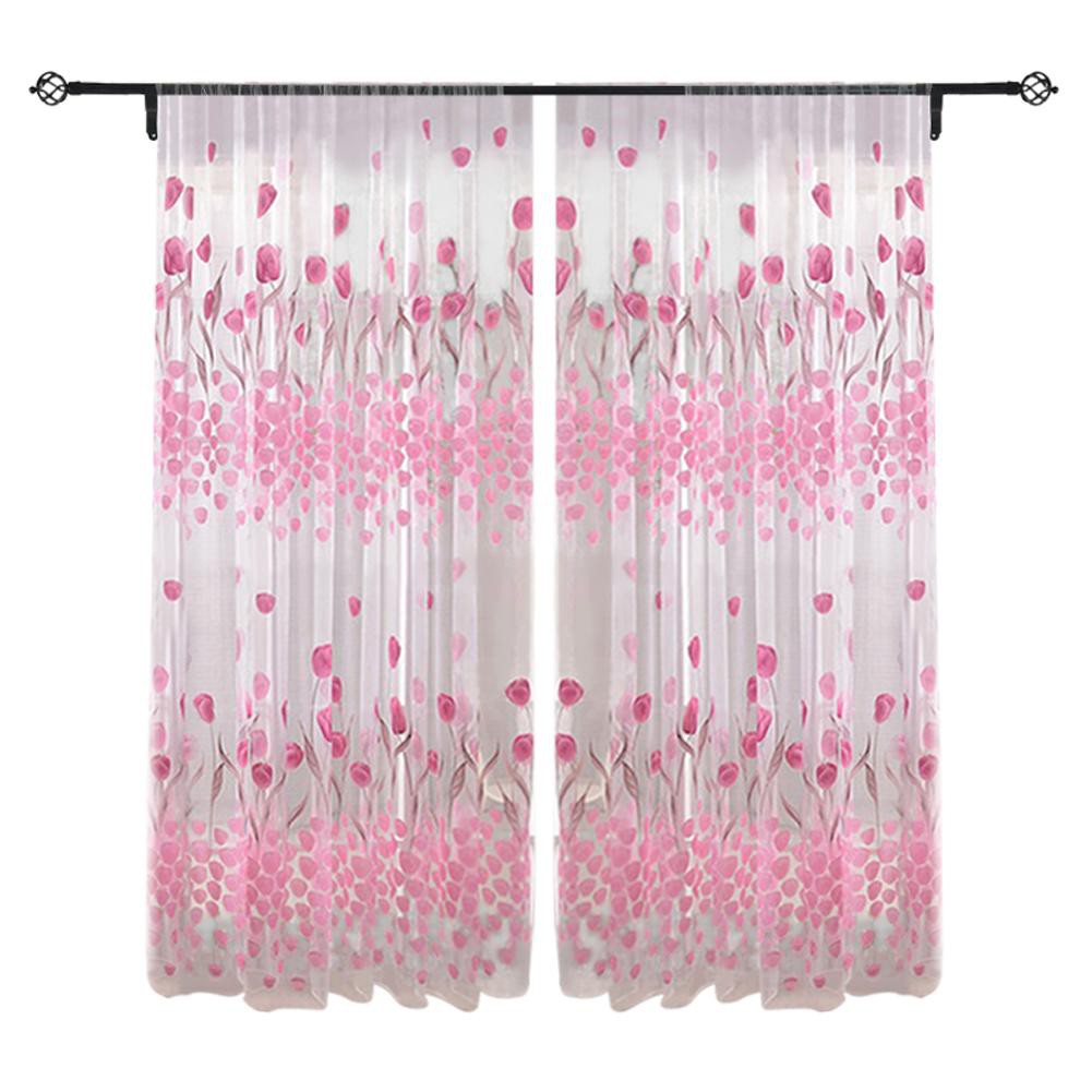 Rèm voan in hình hoa tulip trang trí nội thất 200 X 100cm
