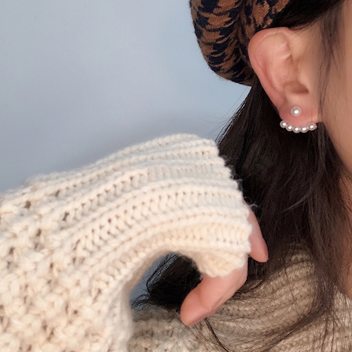 Bông Tai Hình Quạt Đính Ngọc Trai Nhân Tạo Thời Trang 2022 Cho Nữ