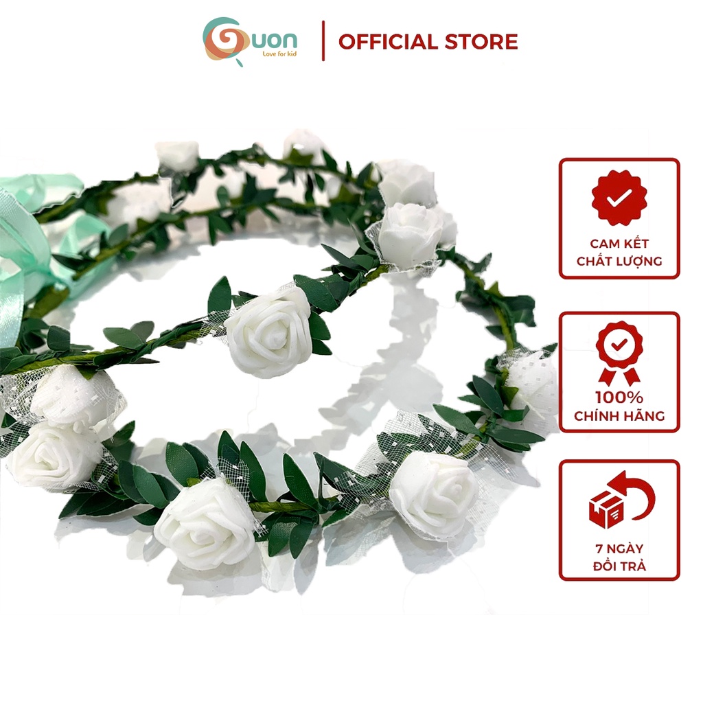 Vòng hoa đội đầu GUON cho bé gái phối với đầm công chúa, đầm tiệc