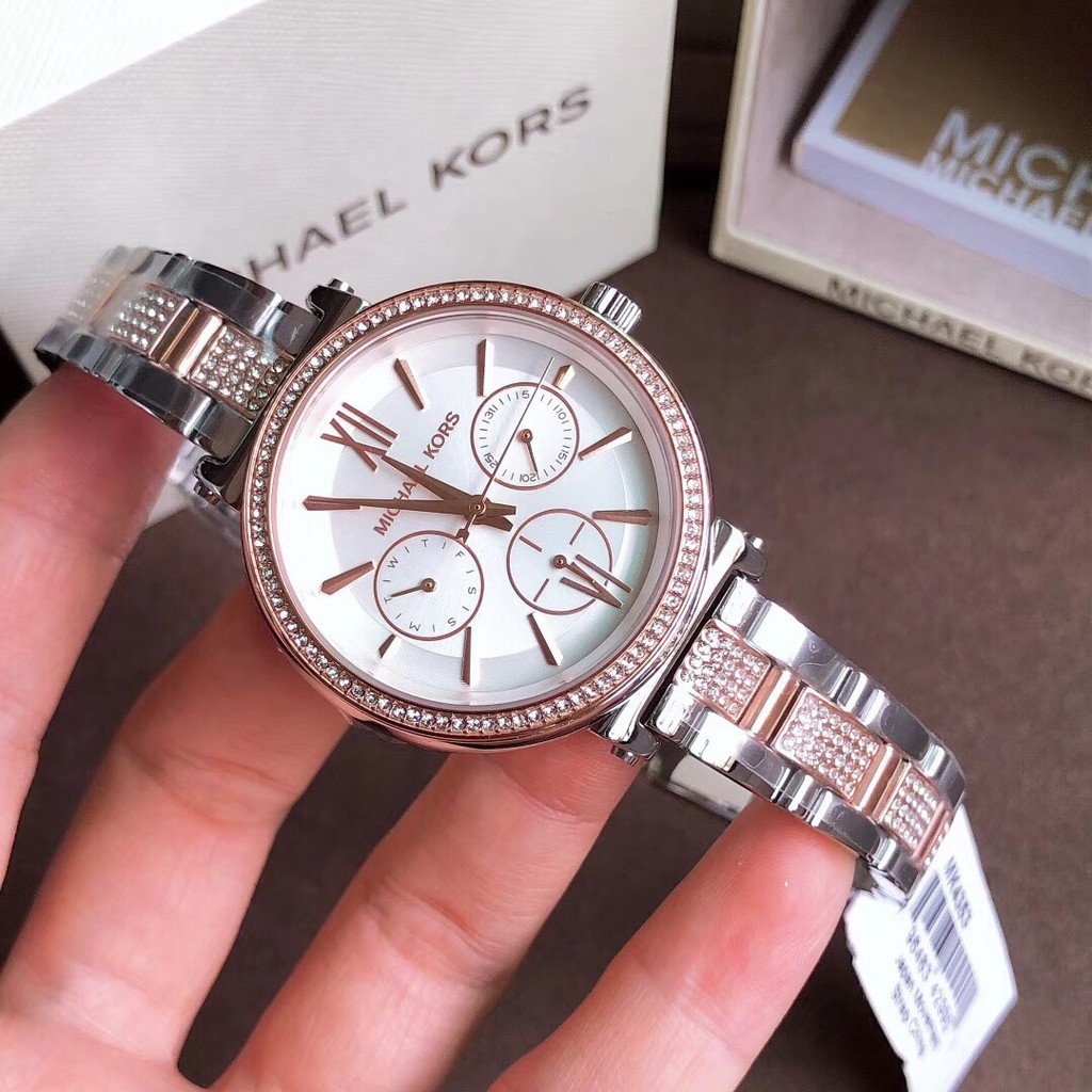 Đồng hồ nữ michael kors mk4353 , mk4354 dây thép đính đá size 36mm