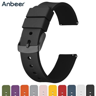 Dây đeo đồng hồ thể thao Anbeer 14mm 18mm 20mm 22mm 24mm bằng silicon chống thấm nước có khóa đen