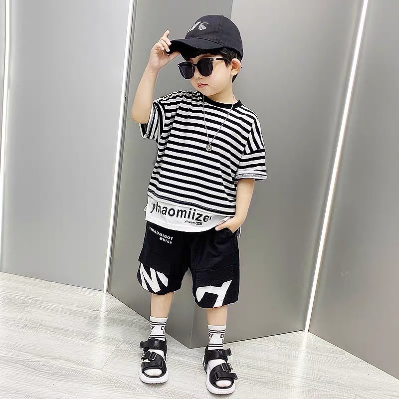 Bộ kẻ cotton cho bé từ 10-35kg❤phong cách hip hop❤️