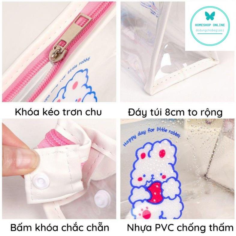 Túi đựng bút mỹ phẩm trong suốt hình tam giác in họa tiết dễ thương HOME SHOP ONLINE