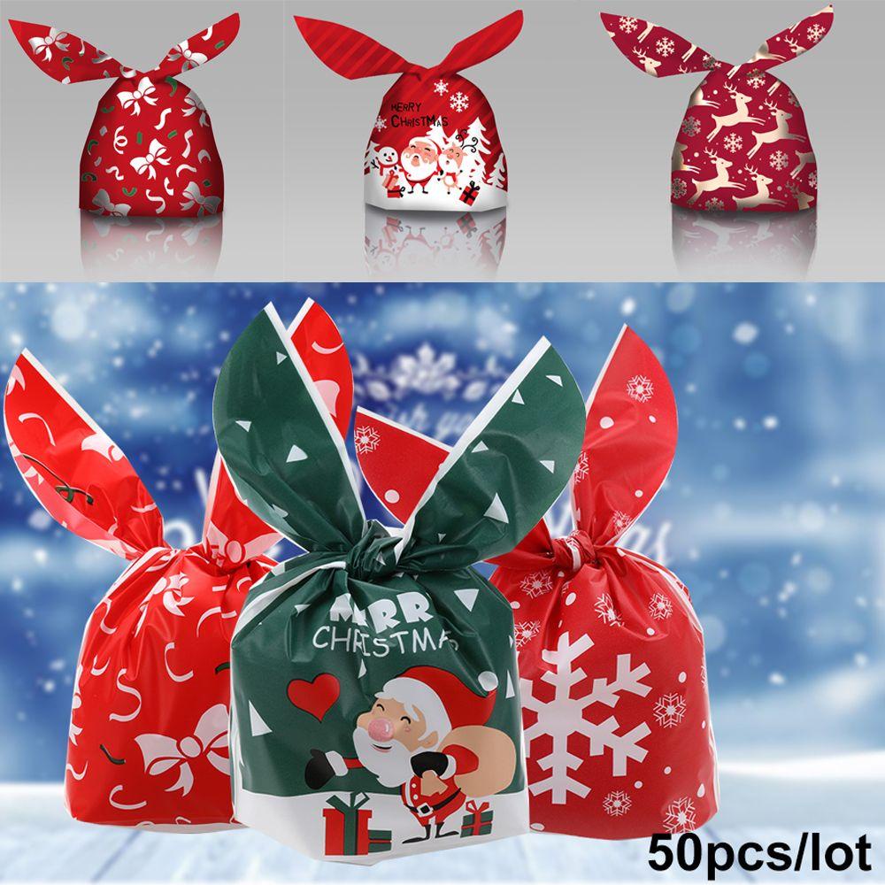 Set 50 Túi Đựng Kẹo Hình Ông Già Noel Tai Dài