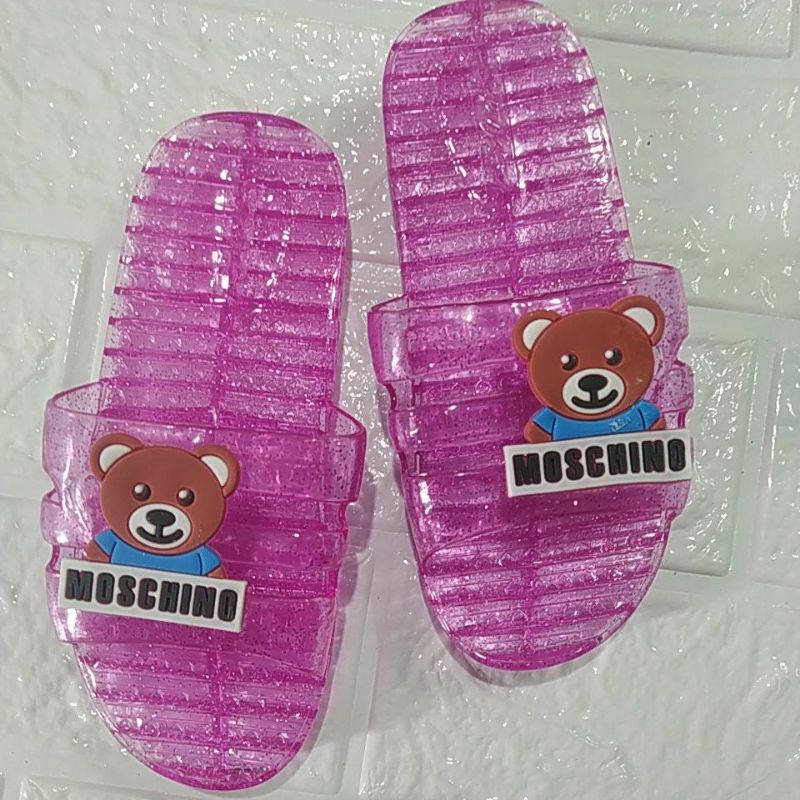 Dép trẻ em Moschino gấu ánh kim tuyến cho bé siêu dễ thương êm chân