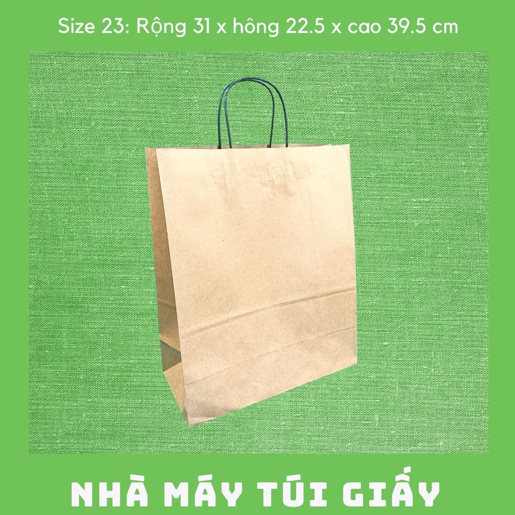 100 CHIẾC TÚI GIẤY KRAFT SIZE 23: 31x22.5x39.5 CM MÀU NÂU CÓ QUAI ( ẢNH THẬT)