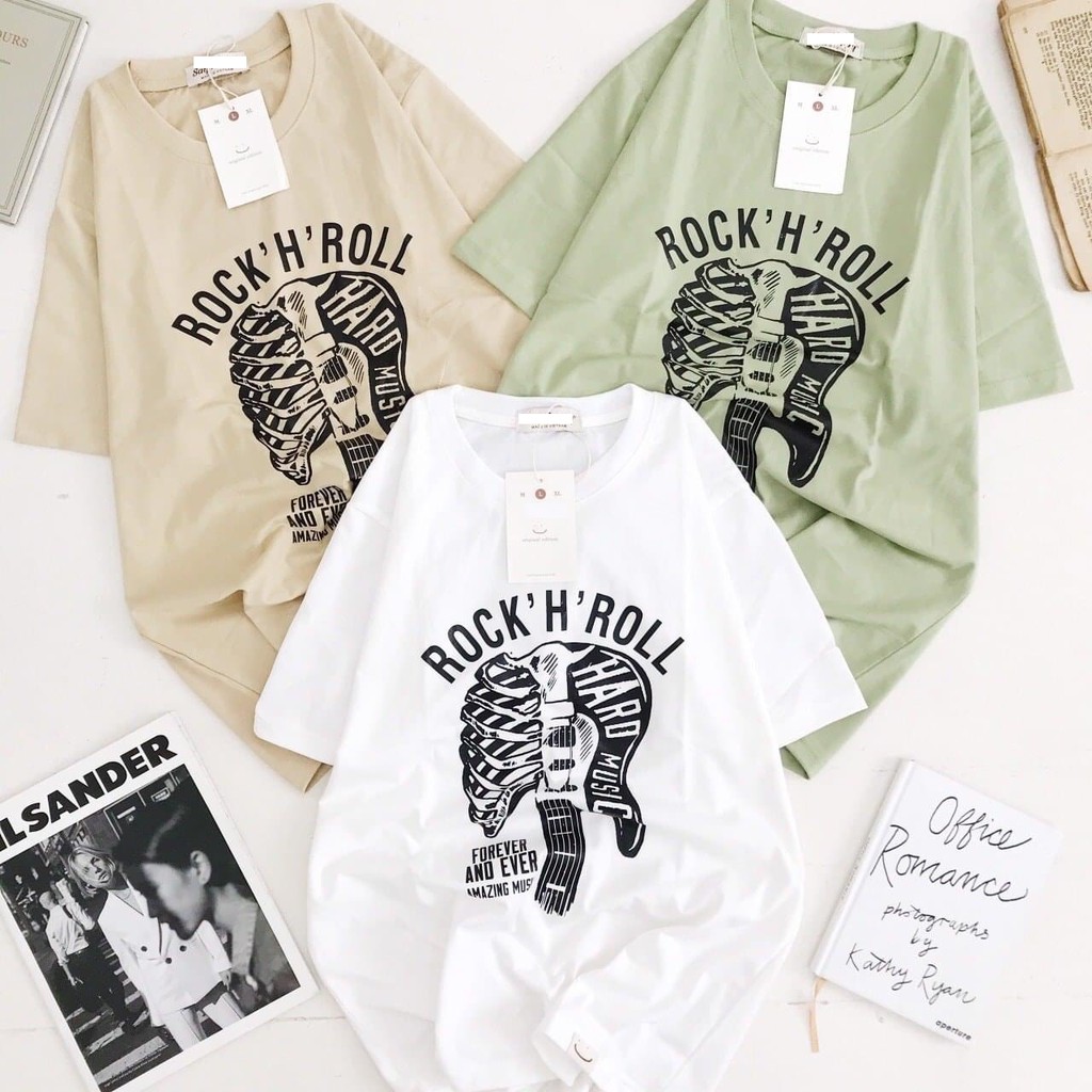 áo thun cotton dày mịn phong rộng tay lỡ-áo thun unisex cho cả nam và nữ(mẫu cây đàn)