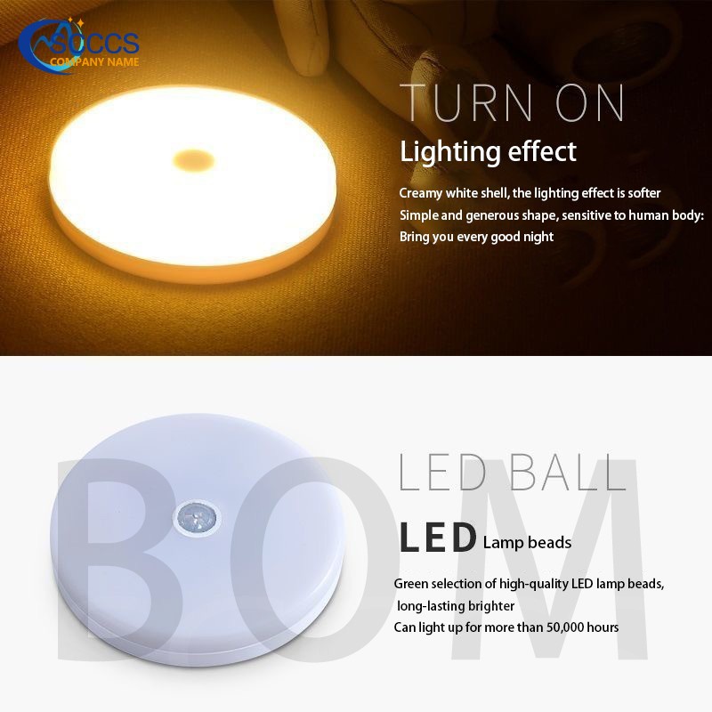 Đèn led cảm biến chuyển động dạng tròn gắn tường sạc usb thích hợp cho tủ quần áo/cầu thang/phòng ngủ