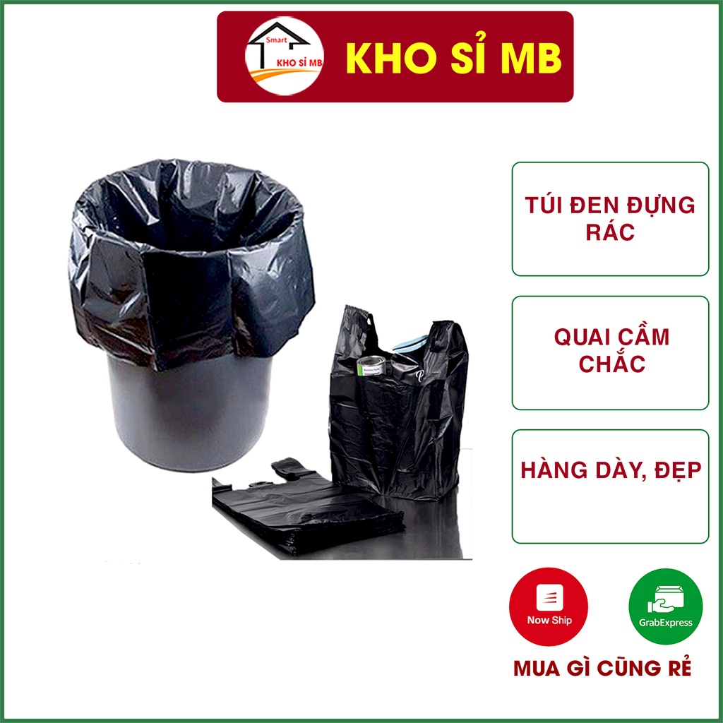 1kg túi bóng nilon đen đựng rác kho sỉ mb