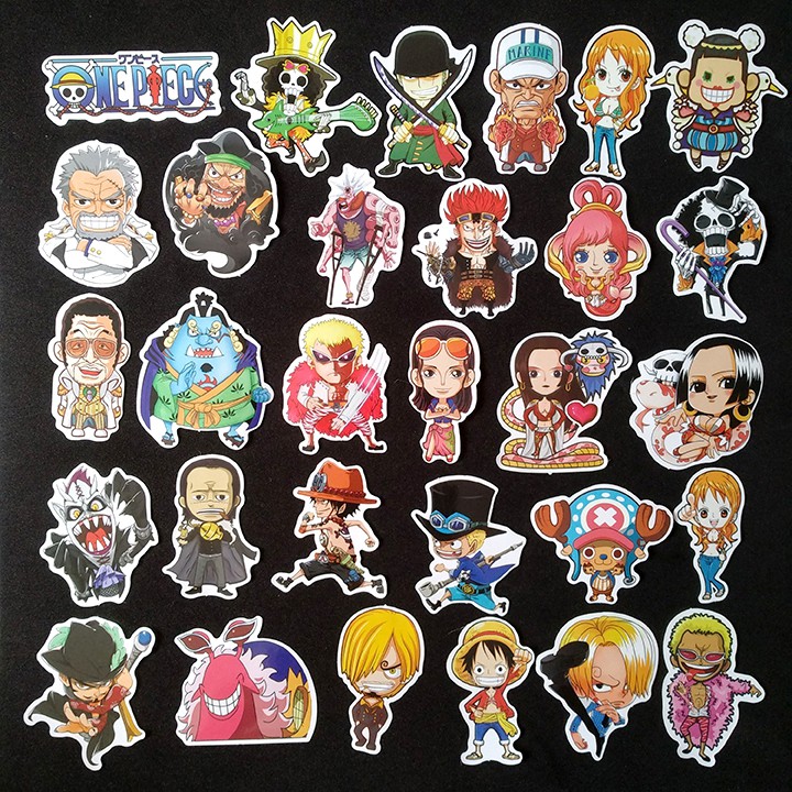 Miếng dán Sticker anime One Piece - Đảo hải tặc trọn bộ 100 hình - In rõ ràng sắc nét khó tróc