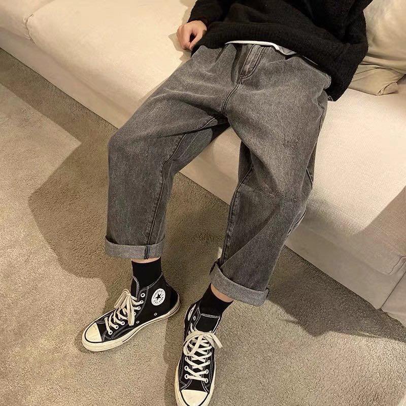 Quần Baggy Bò Nam Xanh Rách Gối Ống Suông Rộng Dáng Đứng Phong Cách Hàn Quốc Chất Vải Jeans Đẹp Không Xù Lông