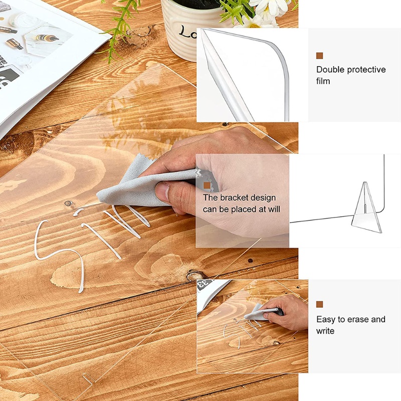 Bảng acrylic trong suốt kèm bút lông dùng treo giấy/ ảnh/ lập kế hoạch để bàn văn phòng/ tại nhà