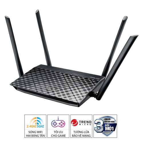 [Mã 66ELHASALE hoàn 7% xu đơn 500K] Bộ Phát Wifi Asus RT-AC1200 Băng Tần Kép AC1200 4 Ăng-ten 5dBi - Hàng Chính Hãng5.0