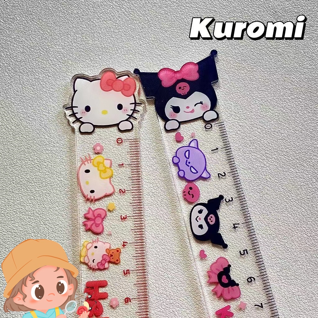 SANRIO Thước Kẻ Hai Lớp Trong Suốt Hình Hello Kitty 15CM