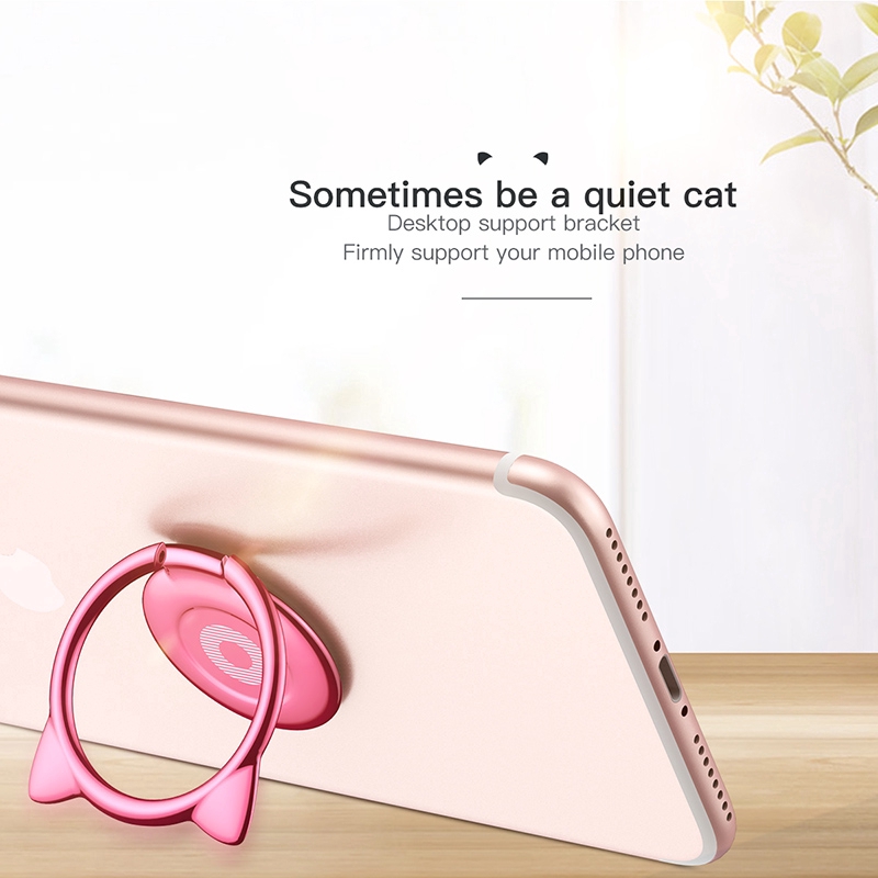 Vòng giá đỡ điện thoại hình tai mèo đáng yêu thích hợp cho iPhone X 8 Samsung Xiaomi
