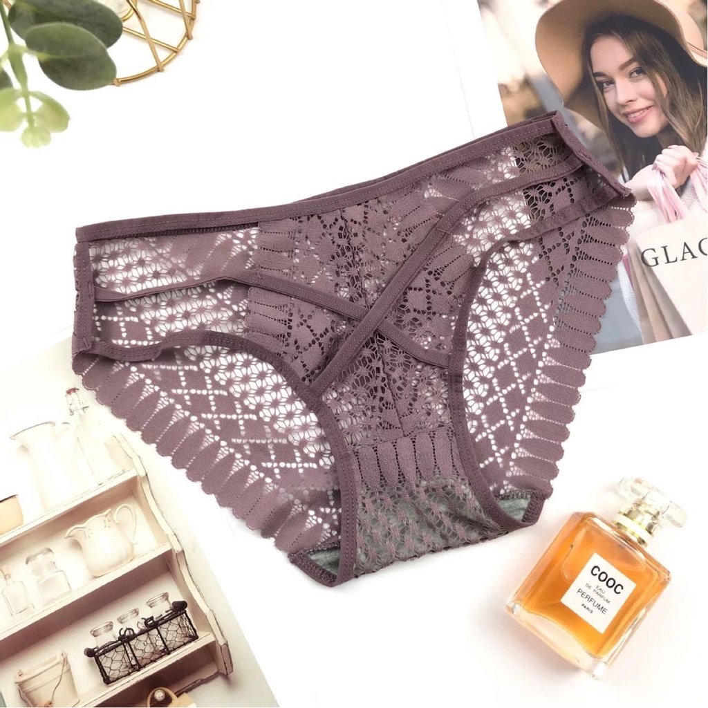Quần Lót Ren Siêu Mỏng Xuyên Thấu Sexy - Vạt Bên Hông Quyến Rũ (3196)