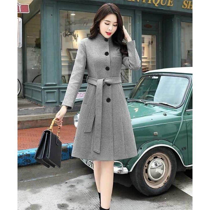 Áo Khoác Dạ Phom Dài Cô Trụ Phối Nút Quý Cô Cực Ấm BY4473