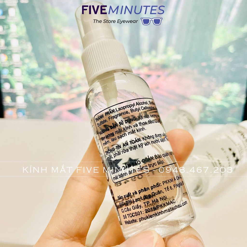 Nước rửa kính siêu sạch thể tích 60ml Five Minutes nhỏ gọn dễ mang bên mình 2022