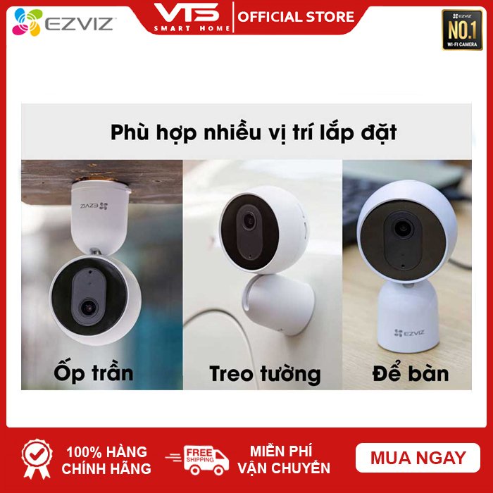 Camera IP WIFI EZVIZ C1T 2MP, Full HD 1080P - Đàm Thoại 2 Chiều, Phát Hiện Chuyển Động - VTS Smart Home