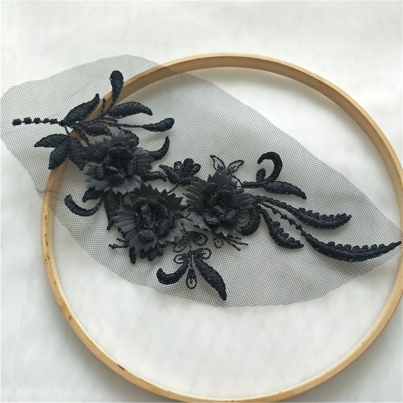 Miếng Vải Ren Thêu Hoa Ba Chiều Nhiều Màu Dùng May Quần Áo diy