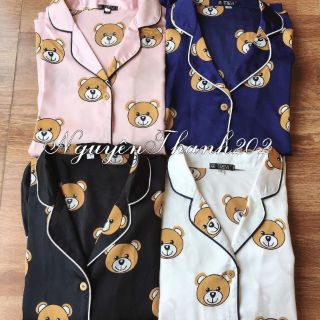 Bộ Pijama lụa satin hình gấu