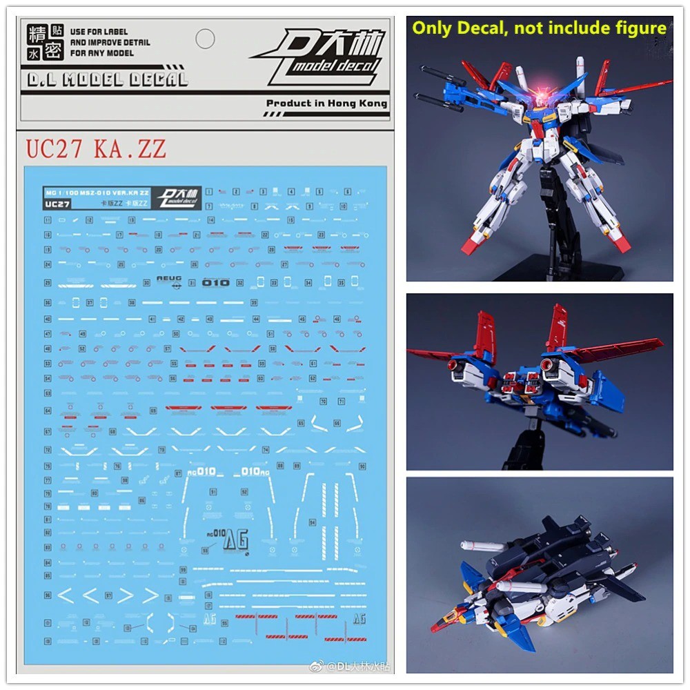 Decal nước dán mô hình MG Gundam ZZ FAZZ Double Zeta các loại - Water Sticker