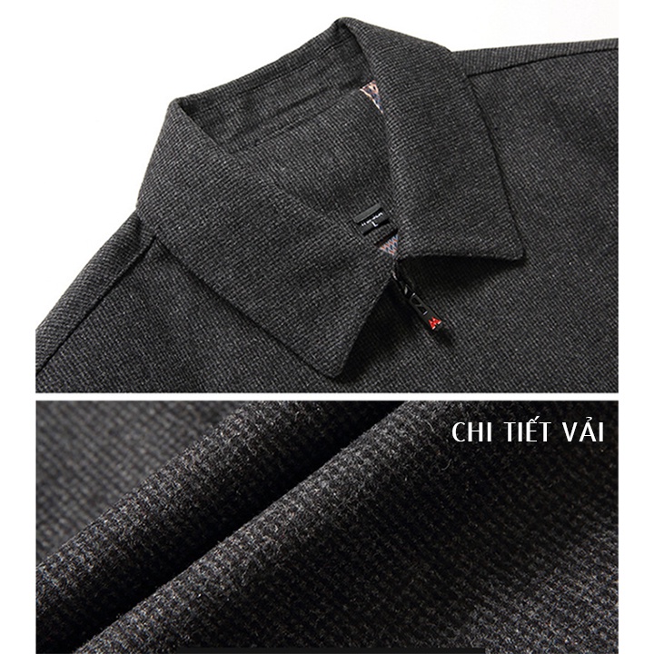 Áo khoác nam vải dạ mềm khoá kéo cổ vest mẫu mới cho trung niên - AK2203