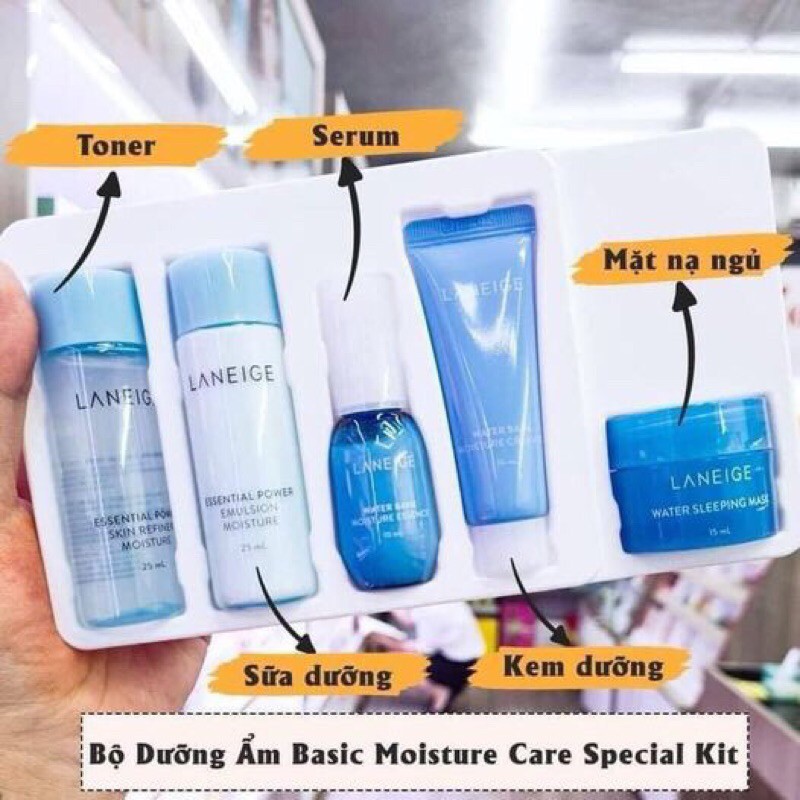 Set 5 Món Laneige Moisture Care Travel Kit - Dưỡng Ẩm, Cấp Nước, Chăm Sóc Da Hiệu Quả