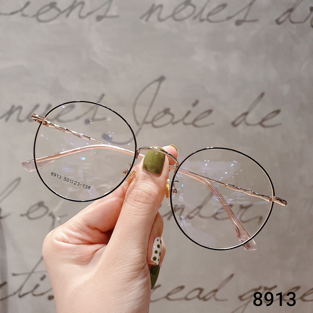 Gọng kính cận nam nữ Lilyeyewear mắt tròn nobita kim loại thanh mảnh màu sắc thời trang 8913