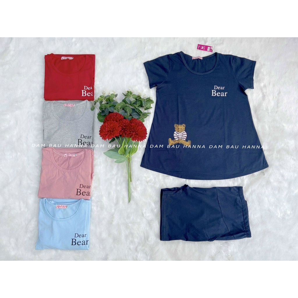 [HANNA- SIZE 40-70KG] Đồ bộ bầu thun cotton mặc ở nhà quần đùi chất thun loại 1 mềm mát không xù co dãn thoải mái