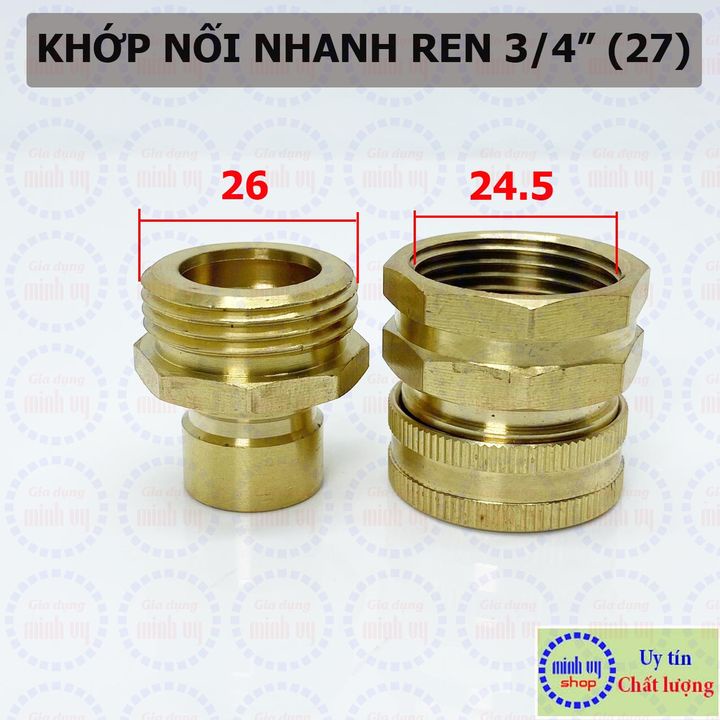 Khớp nối nhan ống nước bằng đồng ren 1/2&quot; 3/4&quot; dùng trong nông nghiệp tưới tiêu