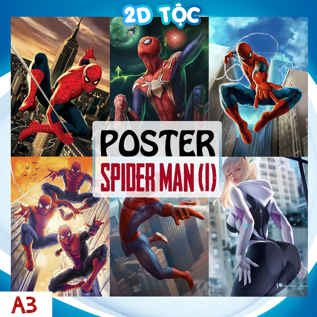 TRANH POSTER A3 SPIDER MAN MARVEL  CHẤT LIỆU GIẤY CAO CẤP – TRANH POSTER DÁN TƯỜNG TREO TƯỜNG 2D TỘC SHOP