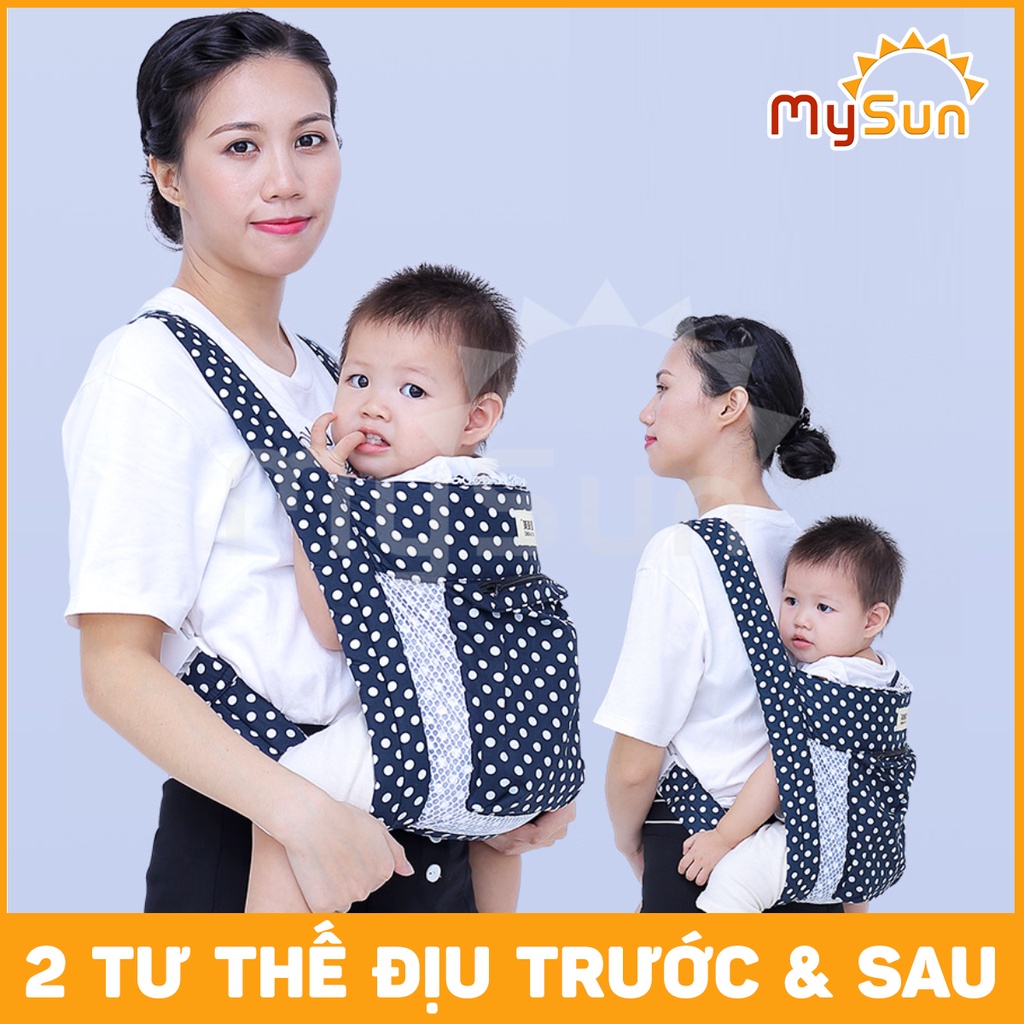 Đai địu vải cho em bé sơ sinh trẻ em 3 - 36 tháng tuổi ngồi có chùm đầu chính hãng MySun