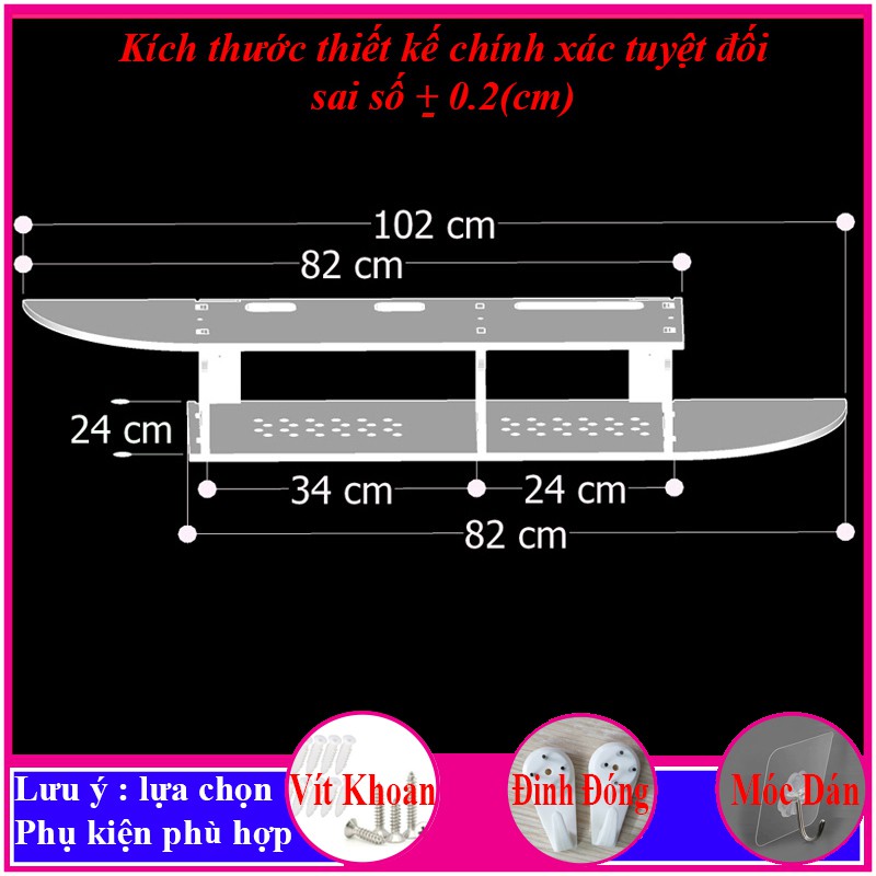 Kệ tivi treo tường trang trí phòng khách, kệ đặt modem wifi, chất liệu gỗ pitech cao cấp màu trắng tinh - a15