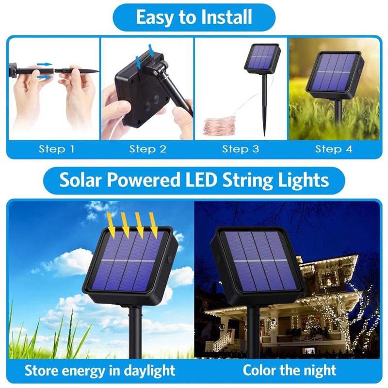Dây Đèn LED 7M/12M/22M Chống Nước 8 Chế Độ Trang Trí Giáng Sinh