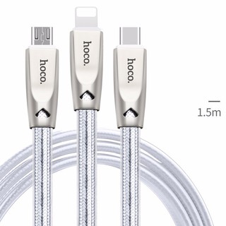 Cáp sạc 3 đầu Hoco U9 dài 1.5M (Lightning + MicroUSB + Type-C)
