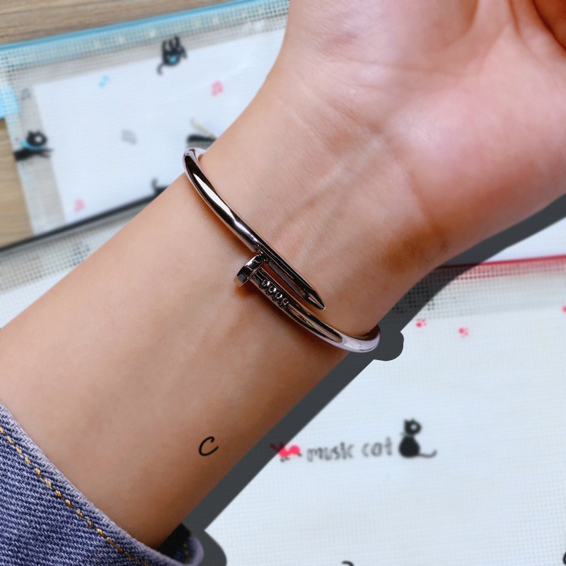 Vòng Tay Dạng Mở Bằng Thép Titan Mạ Vàng Hồng / Vàng / Bạc 18K Thời Trang Cho Cặp Đôi