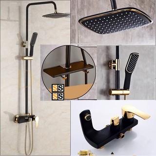 [Tặng Kệ 139k] Bộ sen cây tắm đứng cao cấp nhập khẩu chính hãng Sunshine S913- Đen Vàng