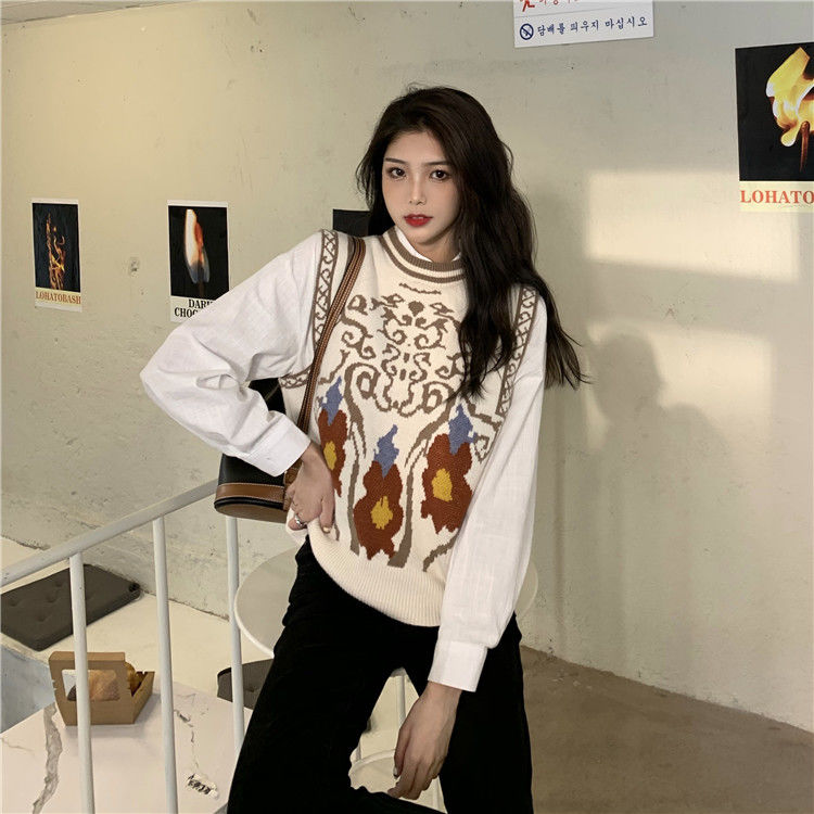 Áo Sweater Không Tay Dáng Rộng Phong Cách Cổ Điển Hợp Thời Trang Dành Cho Nữ