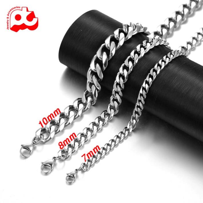 Dây chuyền nam thời trang đẹp titan thép không gỉ kiểu lặc xéo cao cấp PT JEWELRY kích cỡ 10mm màu trắng PTDCNA159