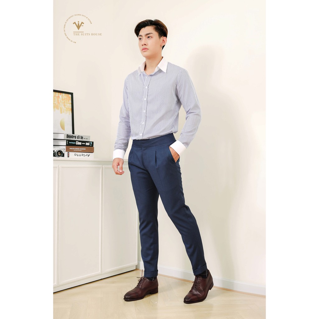 Quần tây sidetab The Suits House xanh navy nút cài 1 bên