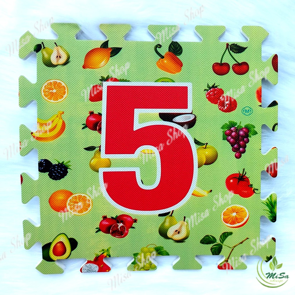 Bộ 10 tấm xốp lót sàn hình số đếm từ 0-9 in hình ảnh sẵn trên thảm , kích thước 30x30 cm/ tấm ghép lại