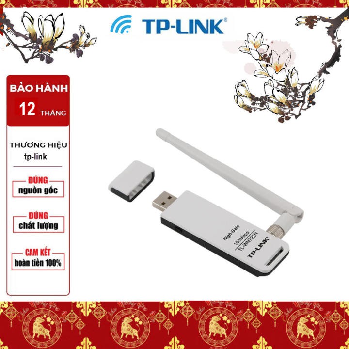 TP-Link USB wifi (USB thu wifi) Chuẩn N 150Mbps TL-WN722N - Bảo Hành 12 Tháng {1 đổi 1}