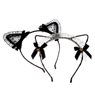 Cài tóc tai mèo AISHG phối ren màu đen cho bé gái