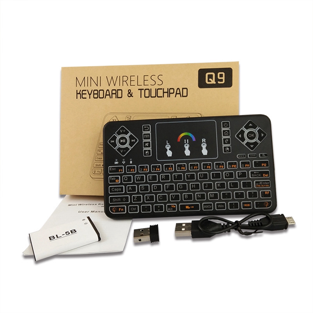 Bộ bàn phím và chuột không dây Q9 2.4G Mini TV tích hợp màn hình cảm ứng