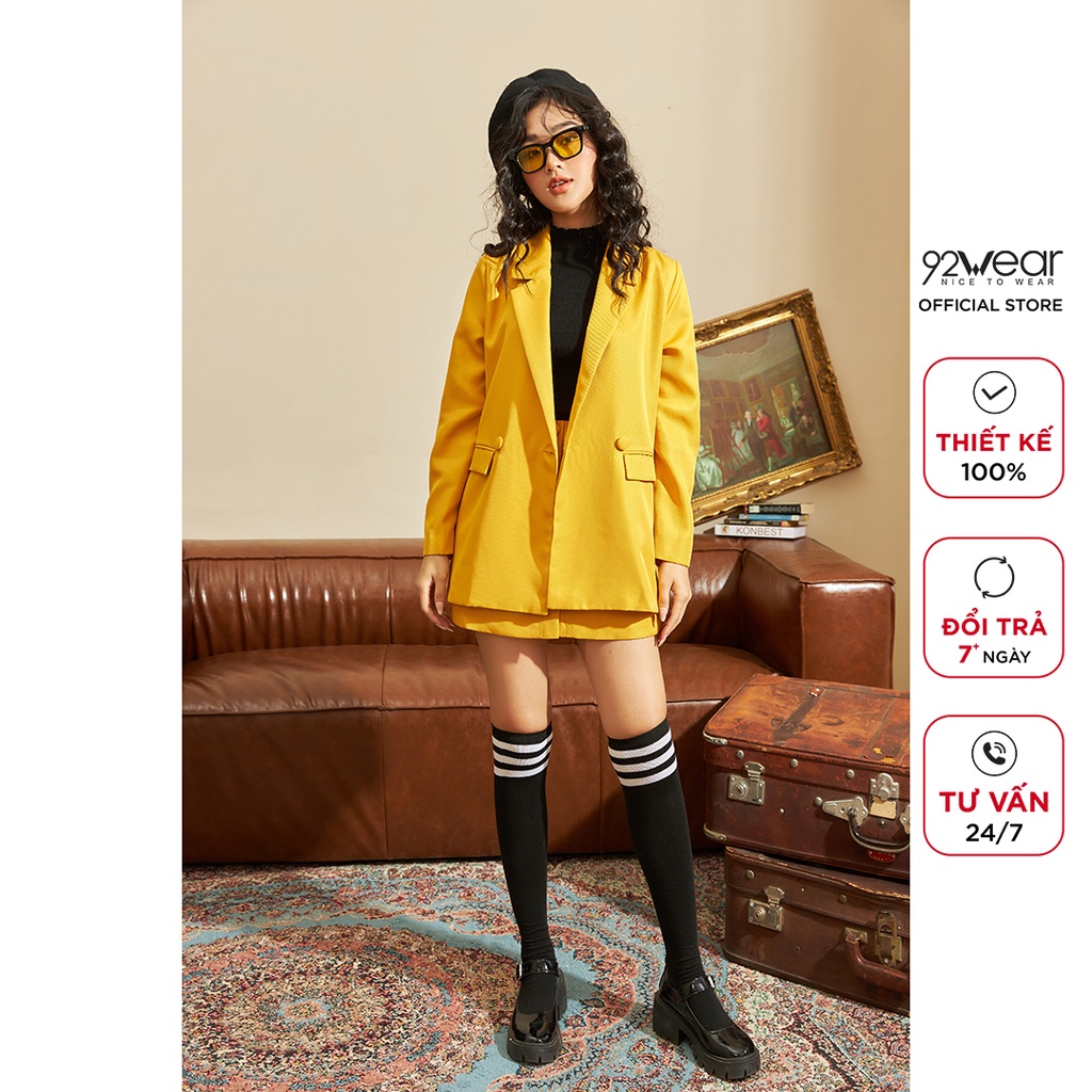 Áo blazer nữ dài tay 2 khuy 92WEAR, thiết kế thanh lịch, trẻ trung VBW1138