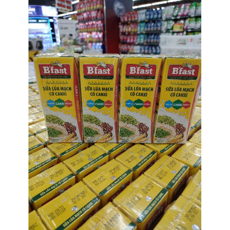 thùng 48 hộp sữa lúa mạch có canxi B'fast 180ml