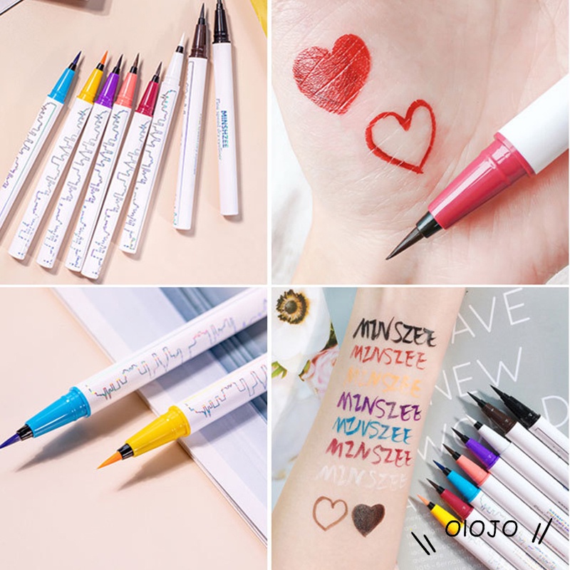 ⚜️Bút Kẻ Mắt Nước 5 Màu Không Trôi Đầu Bút Mảnh Dễ Dùng Chống Nước Lâu Trôi Không Nhoè Minshzee