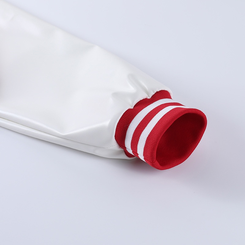 DUNEA Áo khoác da bóng chày tay ngắn phối màu cá tính cho nữ