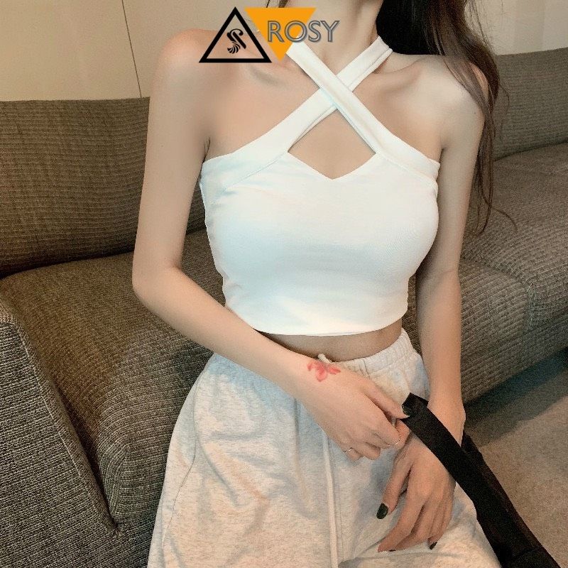 Áo croptop 3 lỗ chéo chất thun co giãn thoáng mát